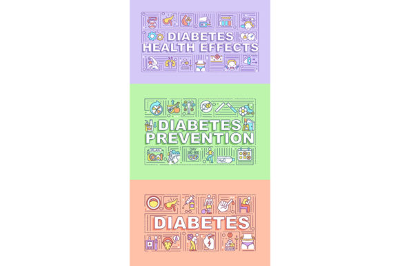 Diabetes Word Concepts Banner Set: Visualizing Health Communication